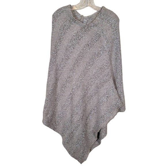 Chico's Sweaters - Chico's Women's Knit Poncho Sweater V-Neck Pullover Neutral Cozy Warm One Size